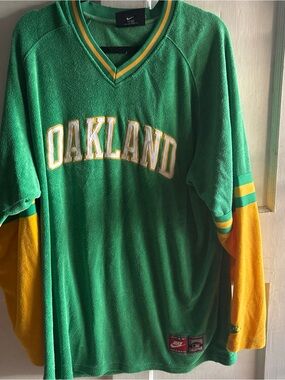 Vintage Nike Oakland A's Velour Pullover Sweater XL